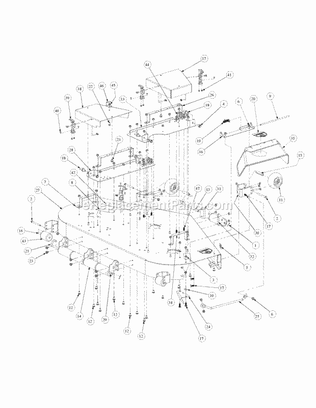 Fabricated Cutter Deck Diagram and Parts List for M60-KW 53AB5GFX750 Cub Cadet Sprayer